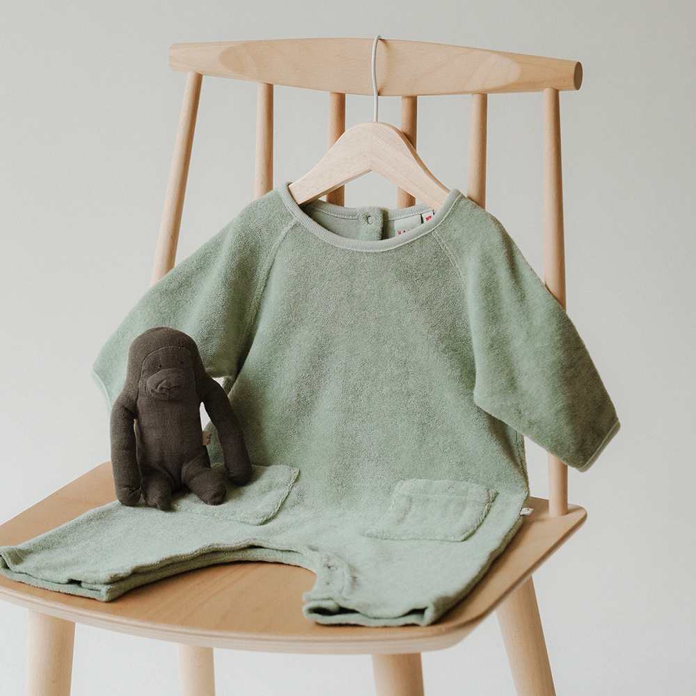 ORGANIC COTTON TERRY JERSEY PLAY SUIT | DEEP MINT | NATURAL DYEING